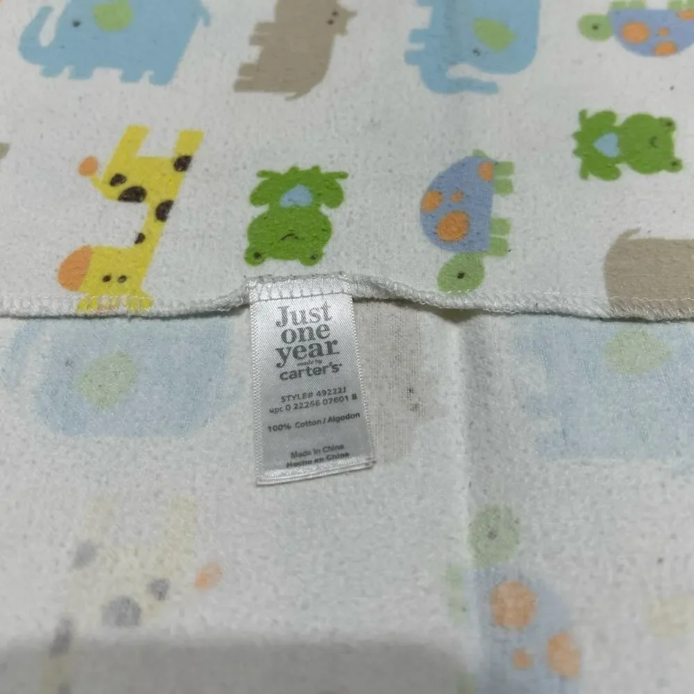 Carter’s Just One Year Animal Flannel Baby Receiving Blanket Giraffe Hippo Frog